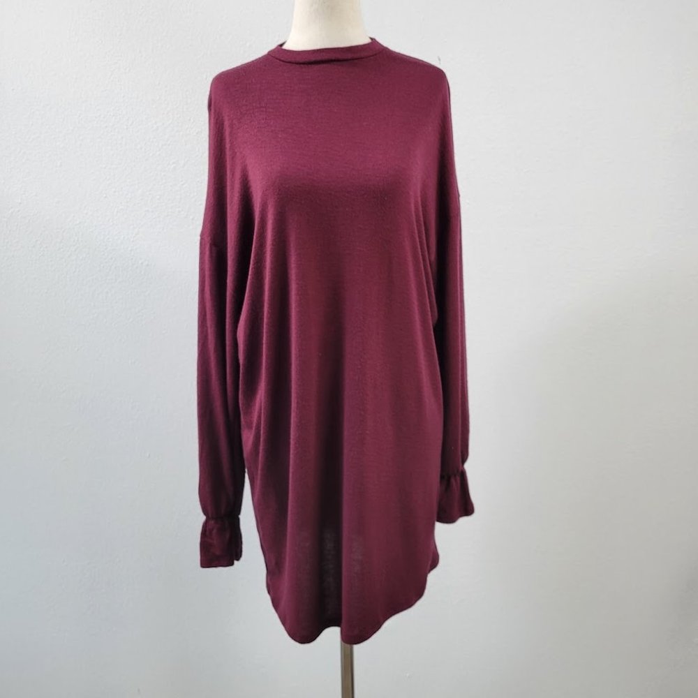 VELVET TORCH sleeve ruffle tunic top Sz M